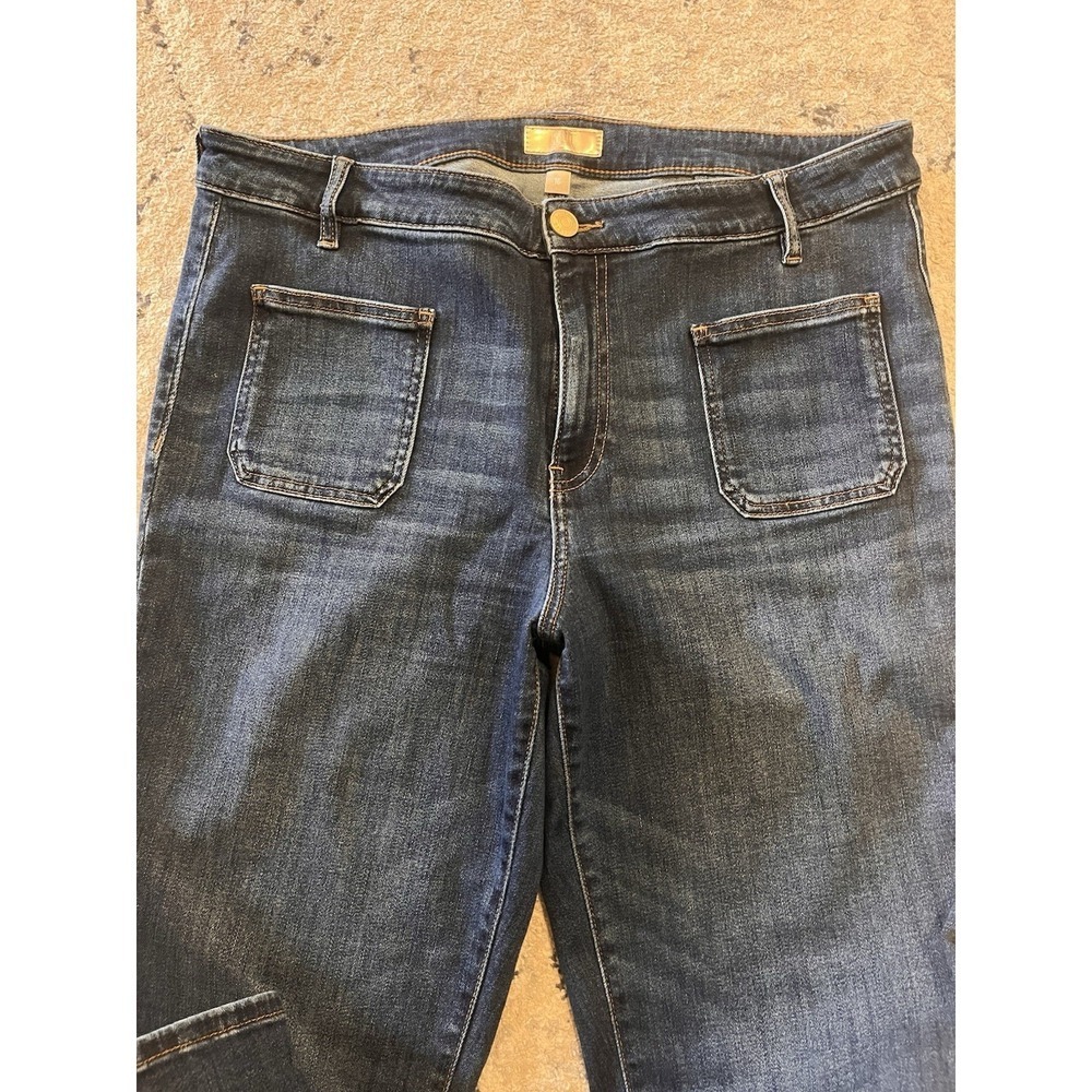 KUT Ana Patch Pocket High Rose Flare Retro 70s Boho Style Jeans Women 16 Western - Picture 6 of 11